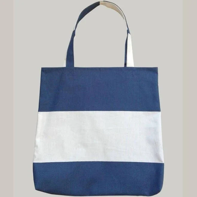 bag Tote Bag Large Navy White Canvas Handmade Striped Lightweight Travel eBay - melenart11 $14.98