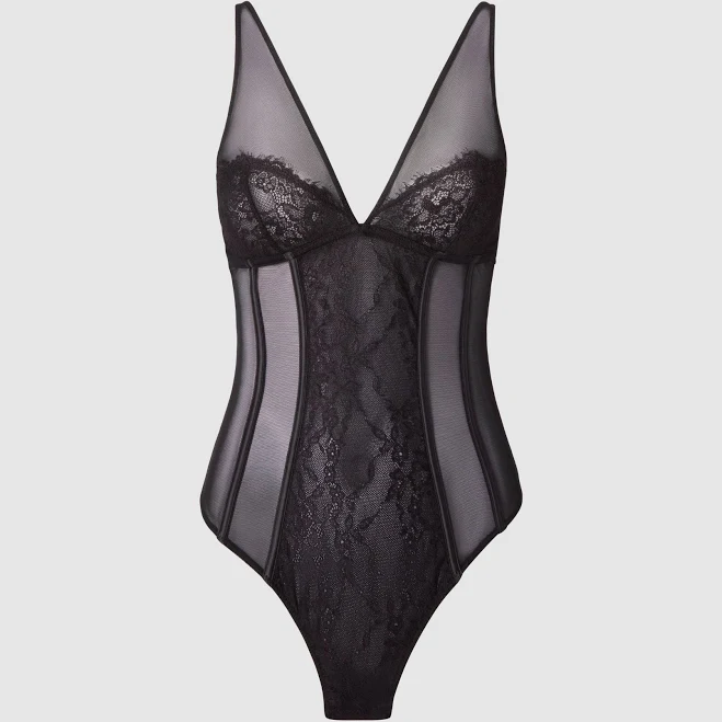 bodysuit Understatement Mesh Lace Plunge Body Understatement Underwear $65