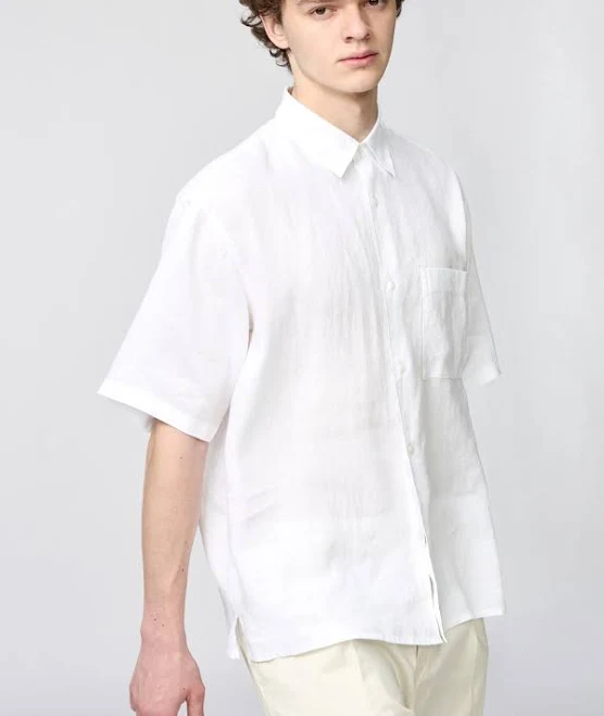top UNIQLO Men's Oversized Linen Shirt uniqlo.com/us $49.9
