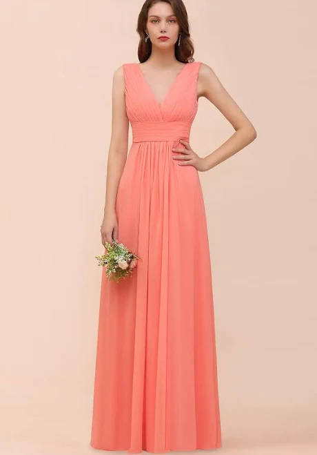 dress V-Neck Ruffle Chiffon Bridesmaid Dress BMBridal $79.9