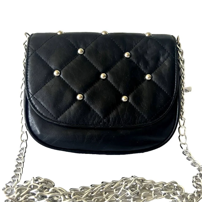 bag Vegan Leather Mini Crossbody Black /studs W/silver Chain Strap 27" eBay - stew66 $14.98