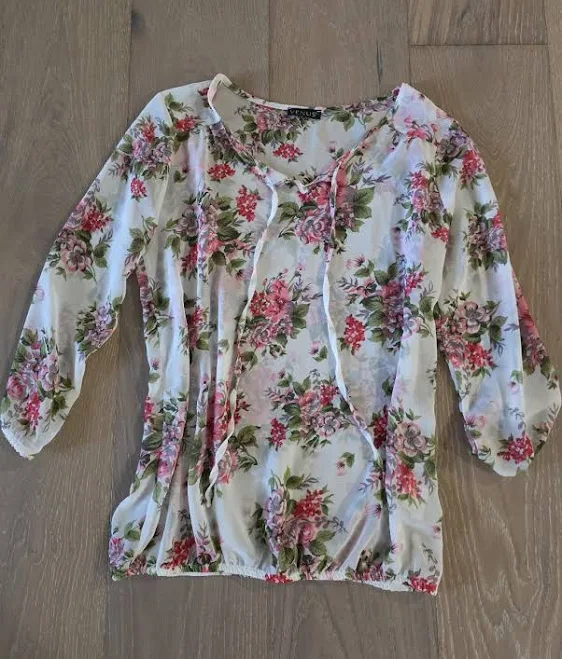 top Venus Tops | Venus White Floral Peasant Blouse With Pink & Green Flowers | Color: Pink/White | Size: S | Carlicallarik's Closet Poshmark $20