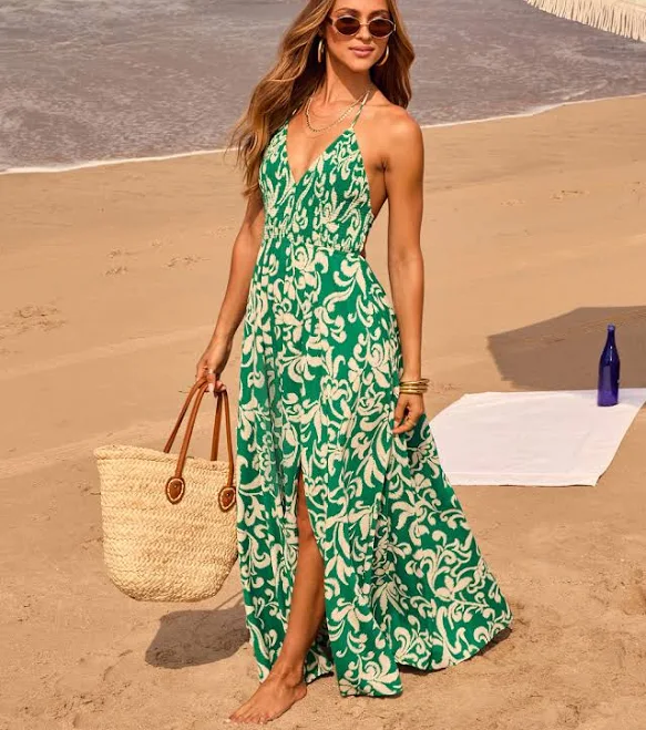 dress Vici Smocked Halter Maxi Dress VICI $50.4