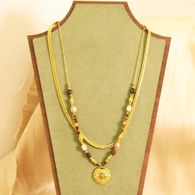 accessory Vintage Layered Natural Stone Double Strand Necklace Etsy - Seller $23.99