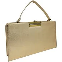 bag Vintage Metallic Gold Handbag Clutch Evening Bag Stiff Body Snap Closure Satin eBay $24.99