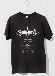 top Vintage Y2K Distressed Suidakra Rock Band Black Graphic T-Shirt urbanoutfitters.com $120