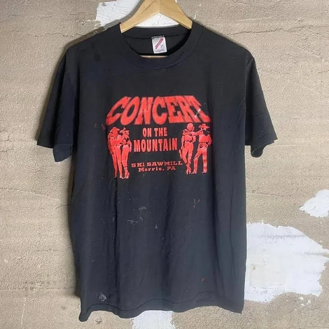 top Vtg 1991 Concert On The Mountain Black Cotton T-shirt | Red Graphic eBay $30