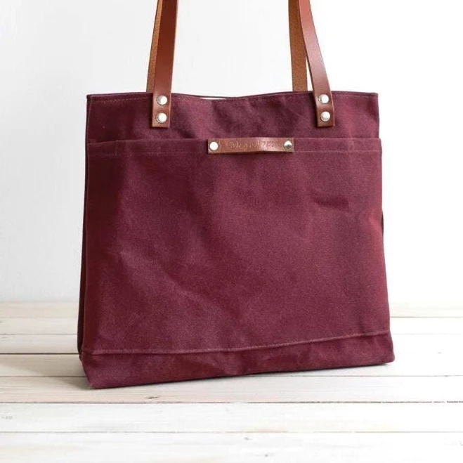 bag Waxed Canvas Waterproof Tote Bag with Pockets Etsy - bayanhippo $58.8