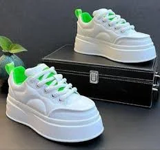 shoes White Chunky Platform Sneakers – White with Neon Green Accents boldmann.com $28.31