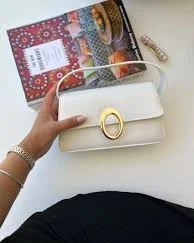 bag White Faux Leather Crossbody Bag – Shoulder Purse with Gold Oval Buckle Etsy $55