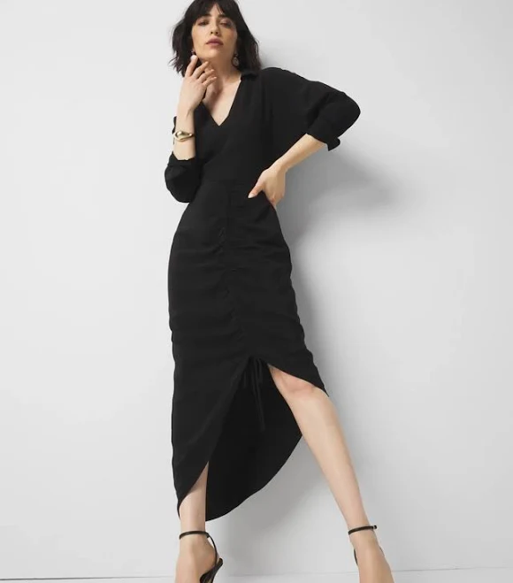 dress White House Black Market Ruched Crepe Midi Shirt Dress White House Black Market $83.99