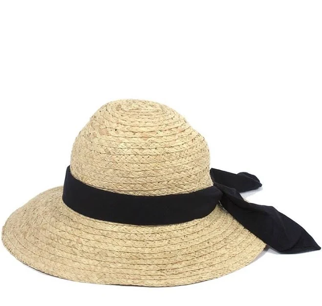 accessory Wide Brim Straw Hat with Ribbon mezon handbags $12.65