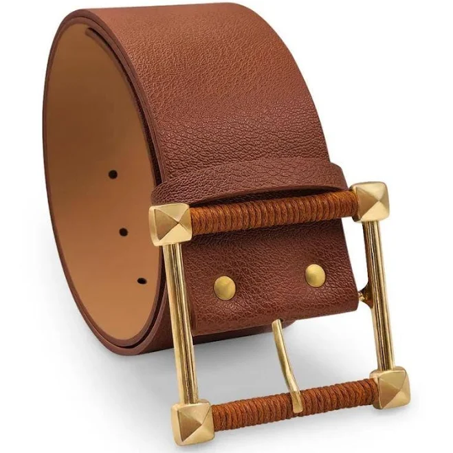 accessory Wide Vegan Leather Belt with Gold Buckle Etsy - Seller $37.33