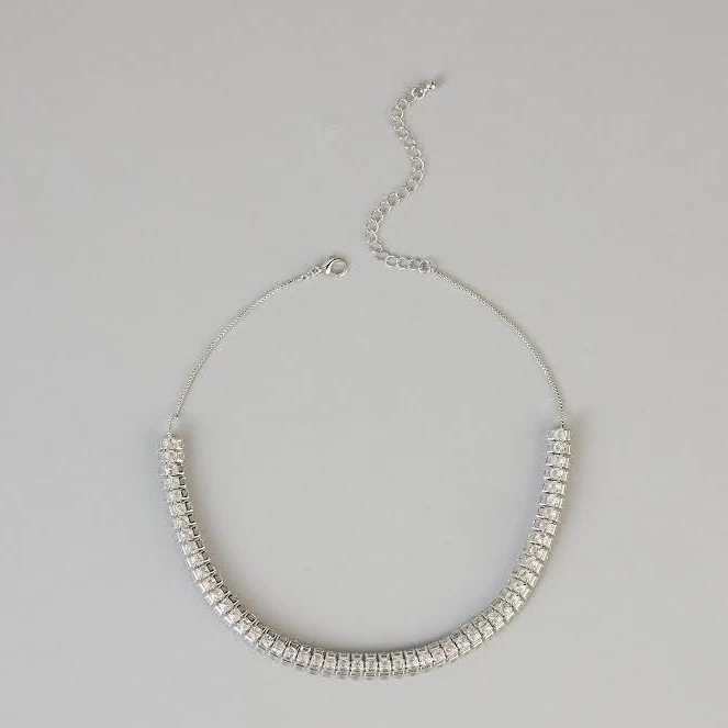 accessory Windsor Twice The Shine Rhinestone Choker Necklace in Silver Windsor $16.9