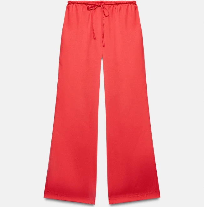 trousers Woman Zara Drawstring Satin Pants Zara USA $49.9