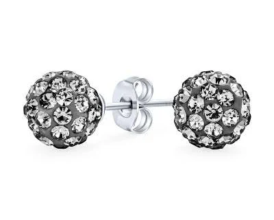 accessory Women Bling Jewelry .925 Sterling Silver 8MM Glittering Pave Crystal Disco Ball Stud Earrings Target $16.99