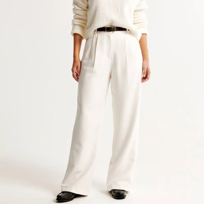 wide leg pants Women's Abercrombie & Fitch Curve Love A&F Sloane Tailored Wide Leg Pant Abercrombie & Fitch $90
