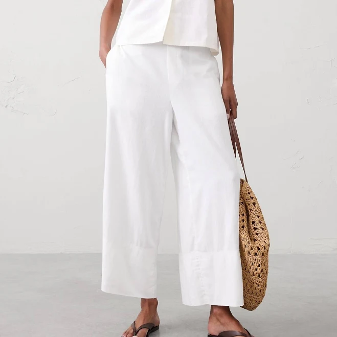 pants Women's Anyday Wide-Leg High-Rise Linen-Blend Cropped Pant Banana Republic Factory $40