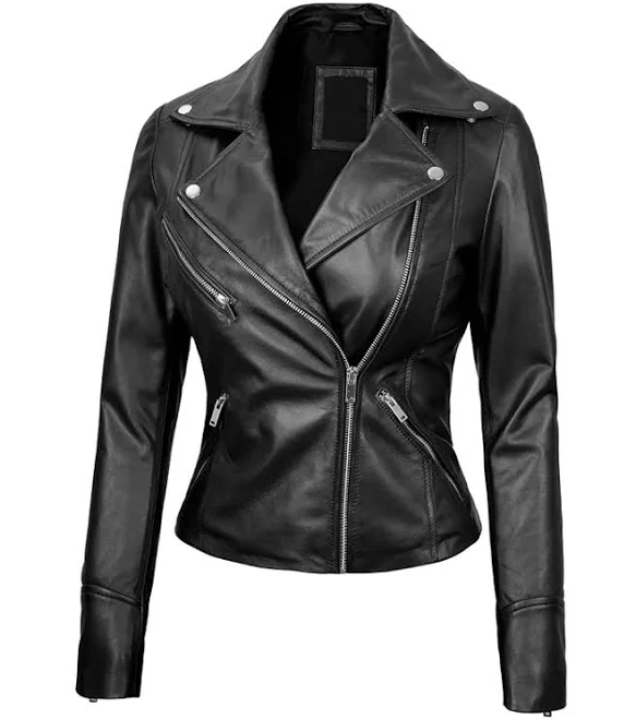 leather jacket Women's Asymmetrical Real Leather Moto Jacket William Jacket $149