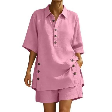 matching set Women's Baggy Linen Short Sets Walmart - gjutow $17.63