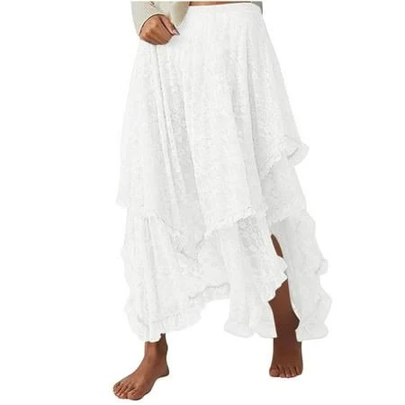 skirt Women's Boho Lace Tiered Maxi Skirt Walmart - Lovzfmll $23.39