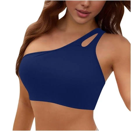 one shoulder top Women's Daiosportswear One-Shoulder Bikini TopSwimwear for Navy Walmart - Daiosportswear $11.27