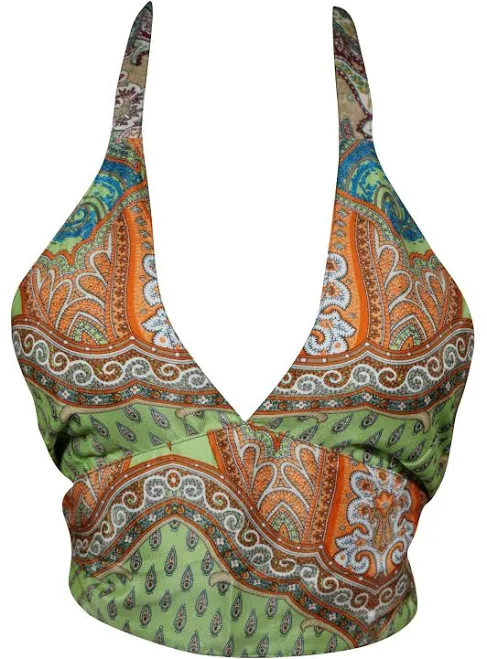 halter top Women's Floral Silk Halter Top Mogul Interior $24.3