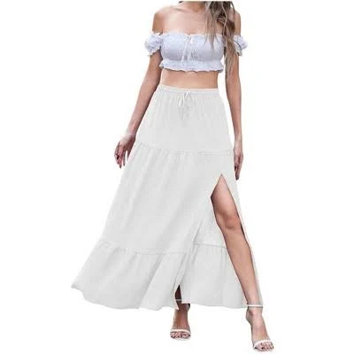 bottom Women's Flowy Ruffle Hem A-Line Skirt with Side Slit Target $23.99