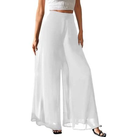 pants Women's Flowy Wide Leg Chiffon Palazzo Pants Walmart - Clothing specialty store $25.19