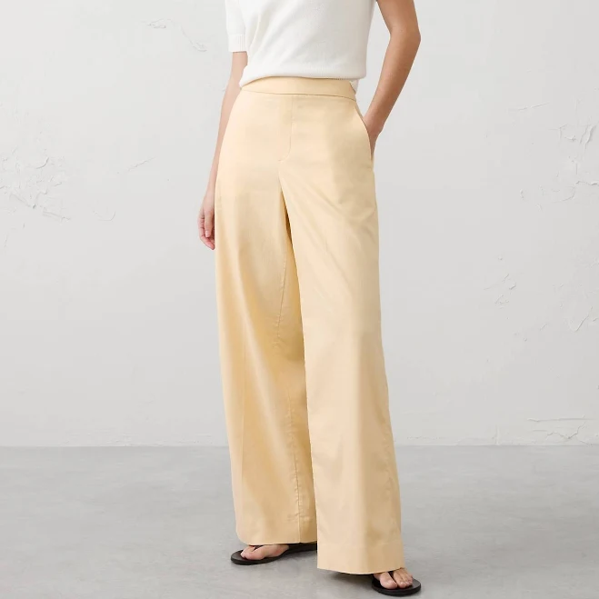 pants Women's High-Rise Wide-Leg Linen-Blend Pants Banana Republic Factory $60