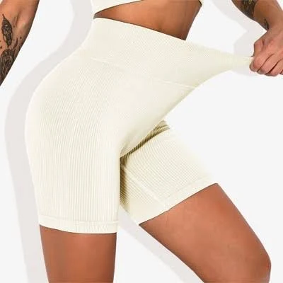 biker shorts Women's High-Waisted Seamless Ribbed Compression Biker Shorts Target $27
