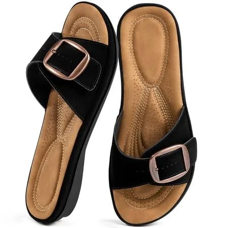 shoes Women's Leather Slip-On Sandals Walmart - Ecetana $19.93