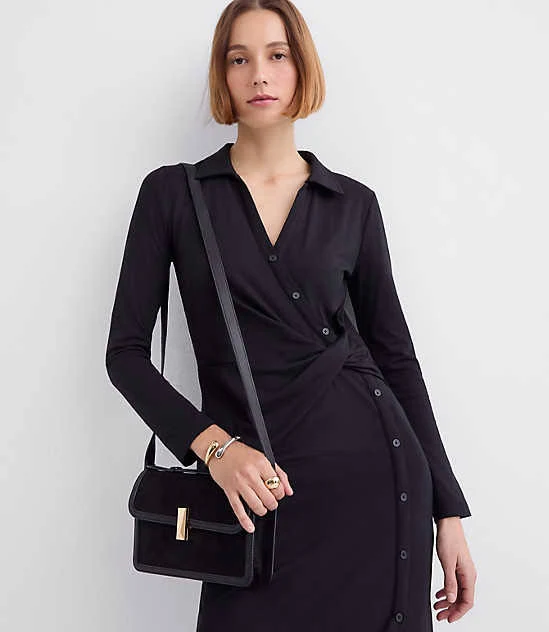 midi dress Women's Loft Striped Button Twist Midi Dress LOFT $41.99