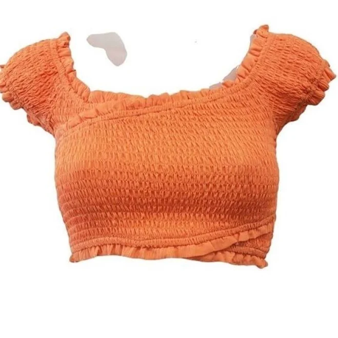 off-shoulder top Women's Off-The-Shoulder Smocked Crop Top Mercari $39
