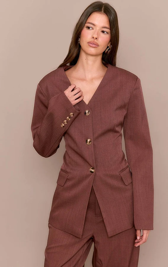 lace outfits Women's Premium Tailored Collarless Button Up Fitted Blazer Nasty Gal - US $26