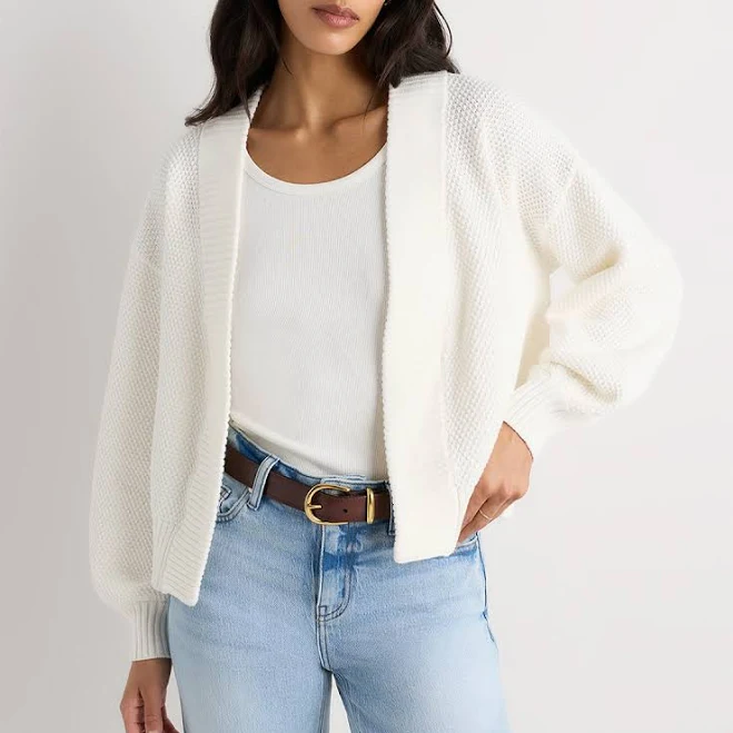 outerwear Women's Quince Waffle Stitch Open Cardigan Sweater Quince $49.9