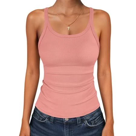 top Women's Ribbed Knit Scoop Neck Sleeveless Tank Top Walmart - ANRABESS FASHION $14.99