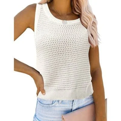 top Women's Round Neck Crochet Tank Tops Target $27.29