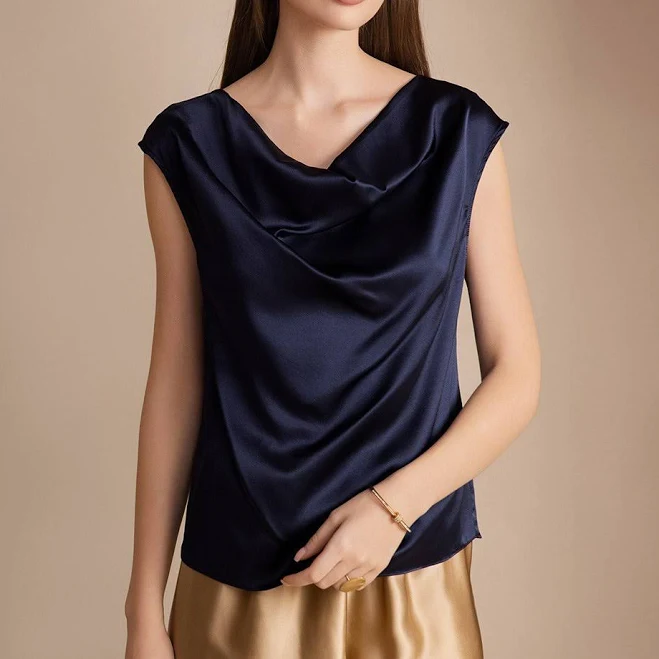 top Women's Silk Cowl Neck Top SilkSilky $59.95