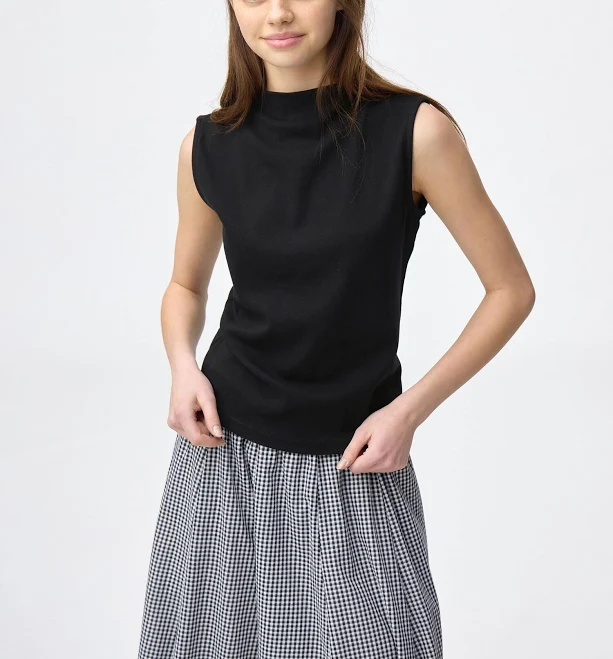 top Women's Sleeveless Mock Neck T-Shirt GU USA $14.9