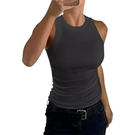 top Women's Sleeveless Racerback Tank Top Walmart - mohiass $6.88