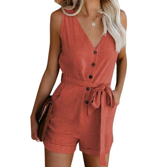 romper Women's Sleeveless V-Neck Linen Romper with Pockets Kohl's $21.59