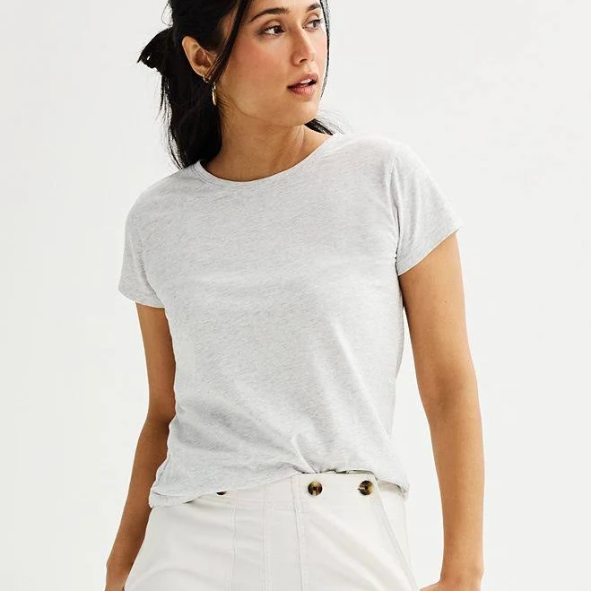 top Women's Sonoma Goods For Life Everyday Short-Sleeve Crew Tee, Size: XL, Light Gray Heather Kohl's $5.99