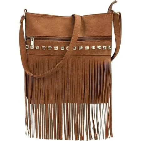 bag Women's Studded Faux Suede Crossbody Bag Walmart - esunarty Direct $22.99