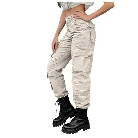 pants Women's Tapered Fit Cotton Cargo Pants Walmart - luckDabit $27.34