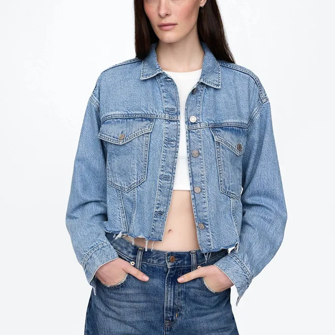 outerwear Women's Ultrasoft Icon Denim Crop Jacket by Gap Gap $53