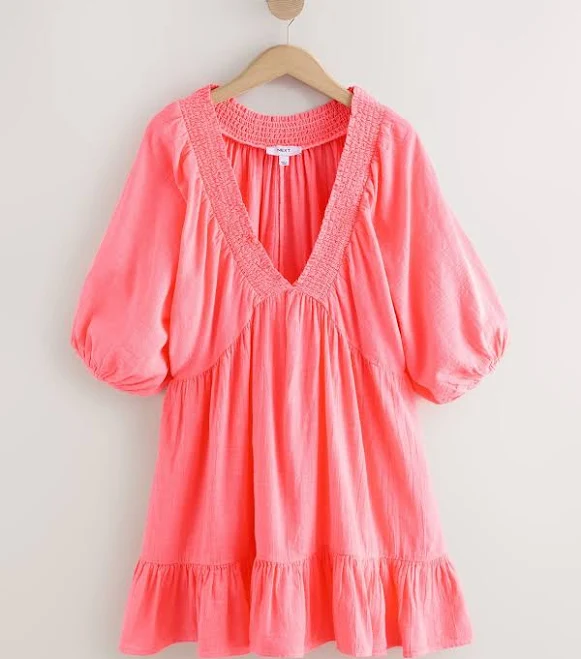 dress Women's V-Neck Puff Sleeve Mini Dress Next USA $58