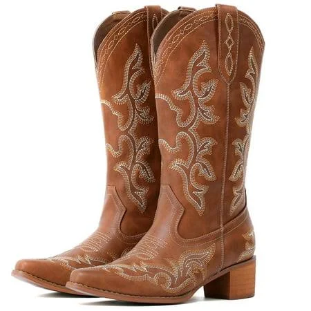 shoes Women's Western Embroidered Pointy Toe Boots Walmart - IUV-US $42.99