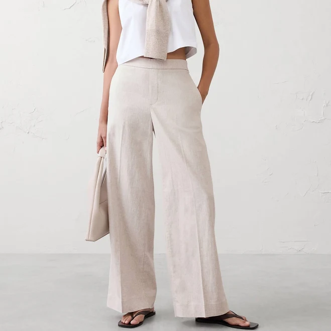 two piece set Women's Wide-Leg High-Rise Linen-Blend Pant Banana Republic Factory $50