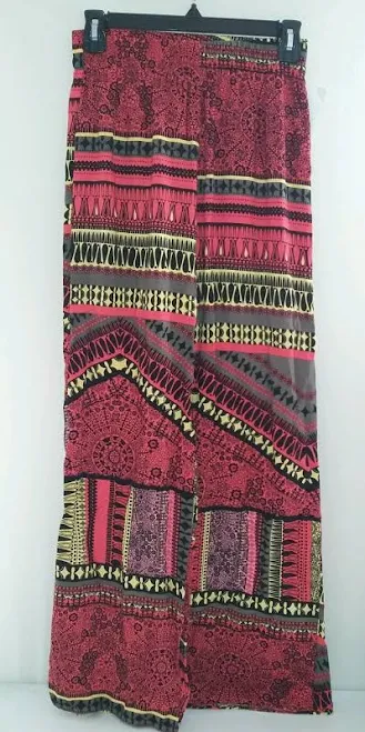 pants Womens Wide Leg Palazzo Boho Style Pants Small Tribal Print Orange eBay - bidnowandwin $19.95